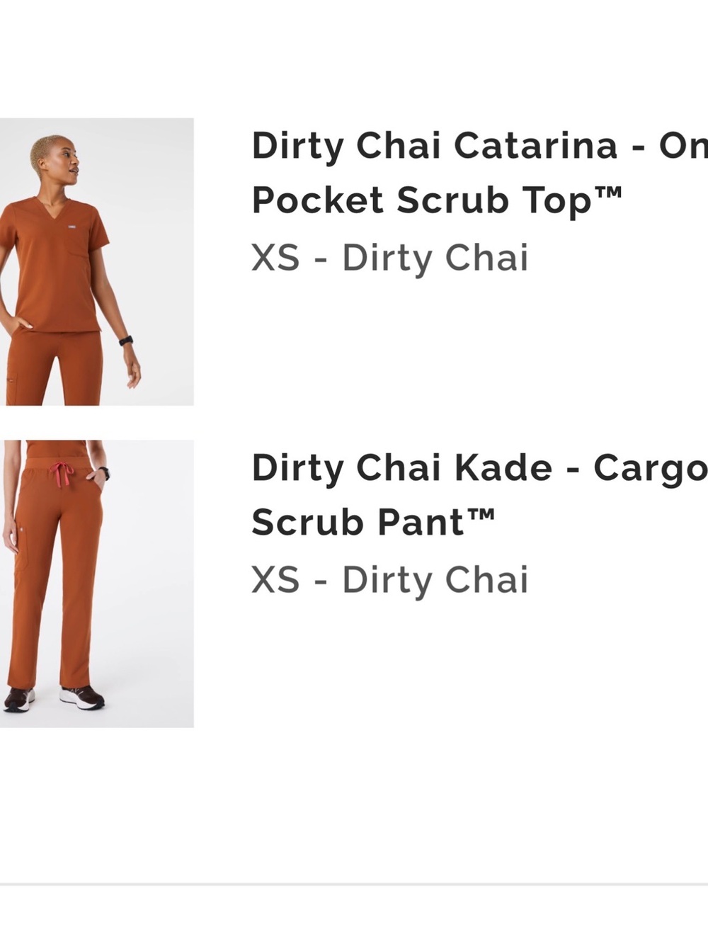 Figs Dirty Chai Women's Cargo Scrub Pants XS. Catarina one pocket scrub top XS